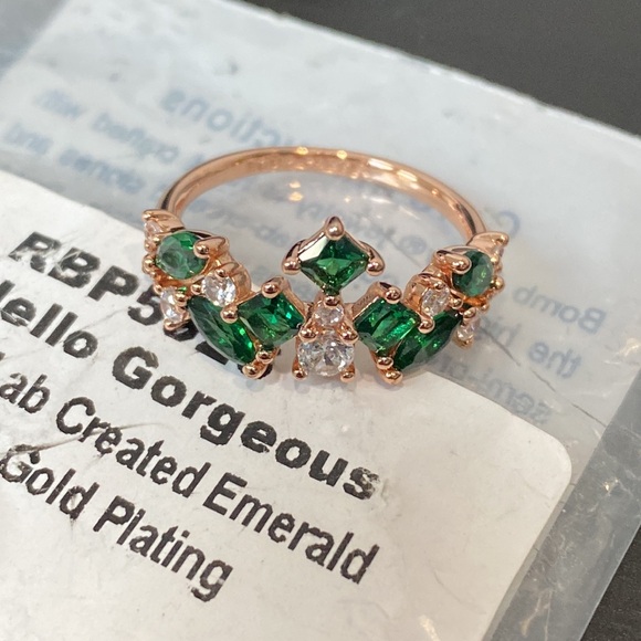 Bomb Party May Ring Size 6 Rose Gold Emeralds - Picture 4 of 4